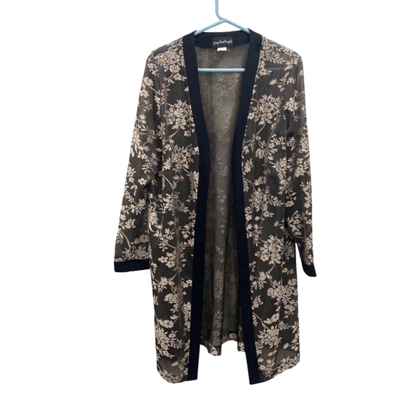 Giorgio Sant'Angelo Sheer Floral Open Cardigan; Vintage - Picture 1 of 4